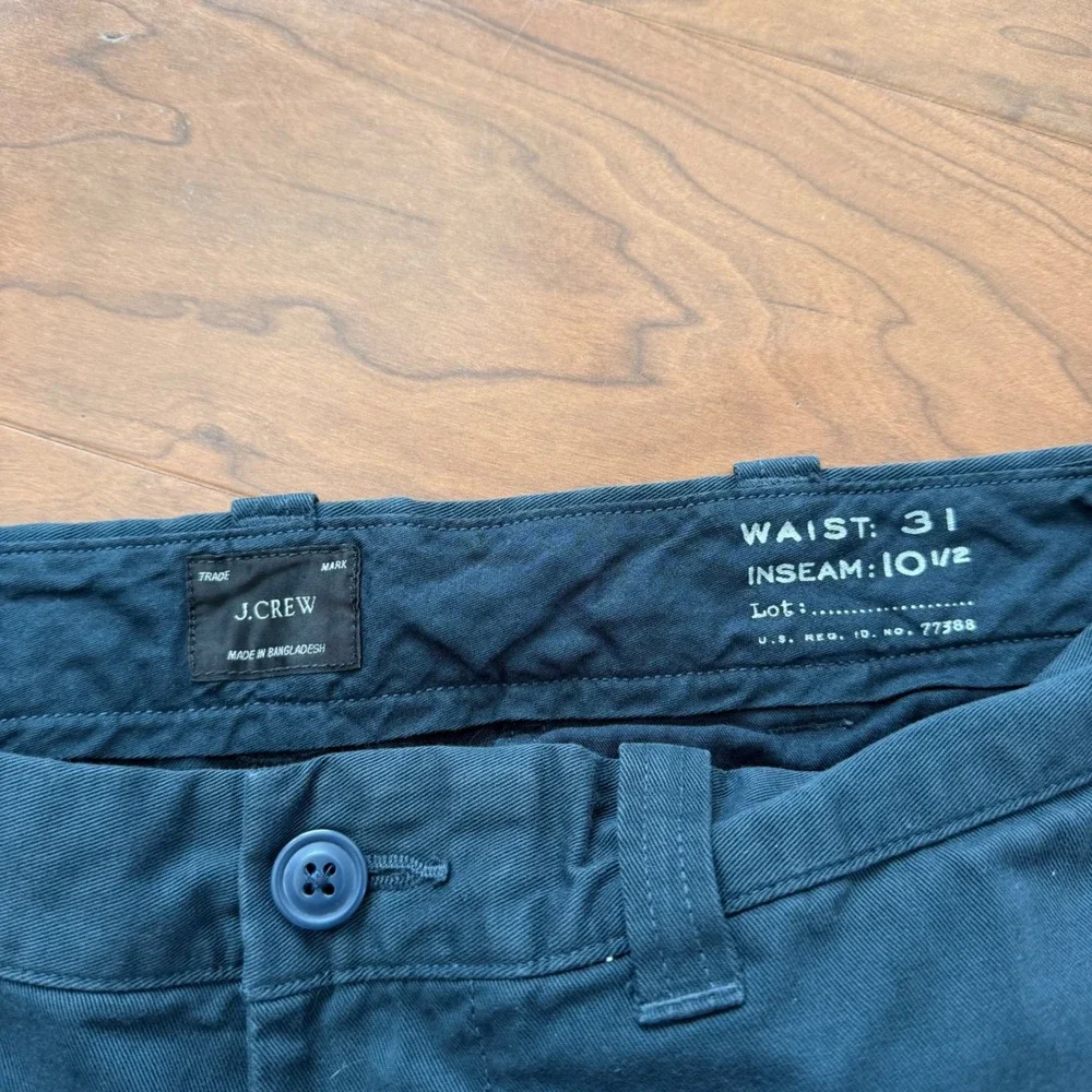 J. Crew Mens Chino Flat Front Shorts Size 31 Blue 100% Cotton Casual Preppy